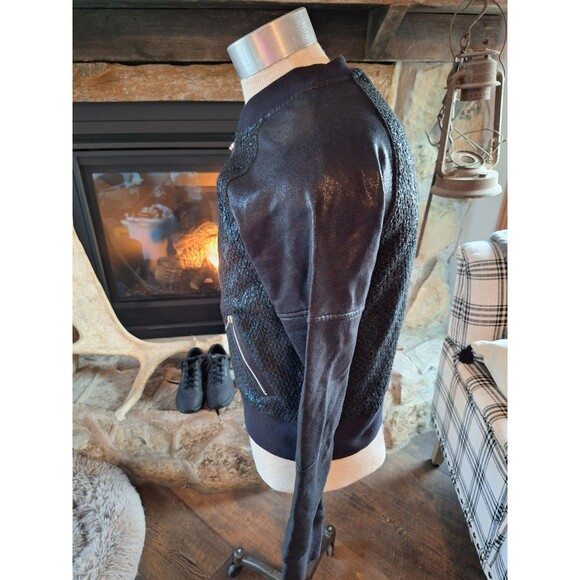 HARLEY DAVIDSON Women’s‎ Coated Foil Metallic Faux Leather Bomber Jacket Large - Picture 4 of 10